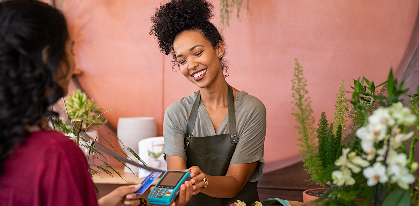 florist taking payment